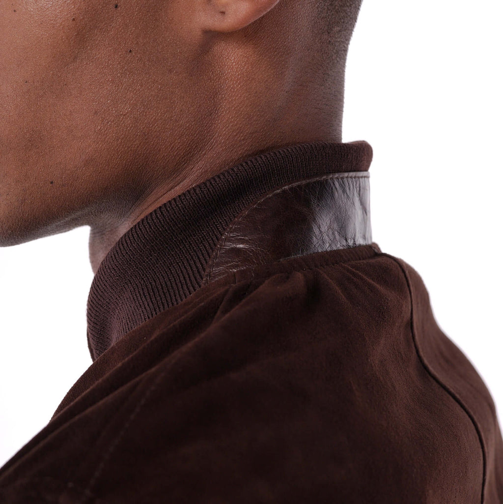 The Pilot Jacket - Goat Suede Edition - brown - close up 1