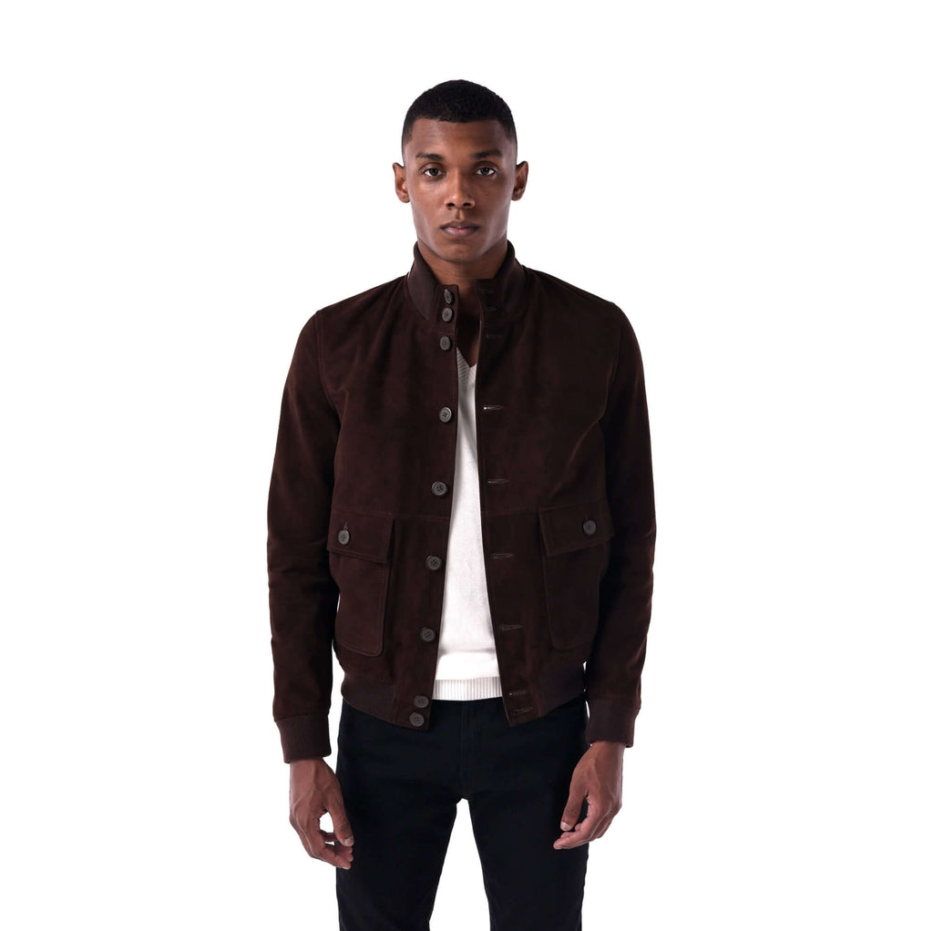 The Pilot Jacket - Goat Suede Edition - brown - open