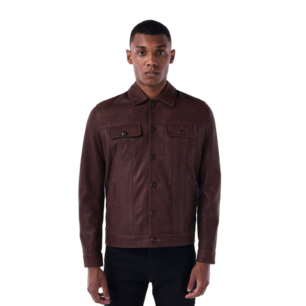The Rugged Trucker Jacket – Lambskin Edition - brown - main
