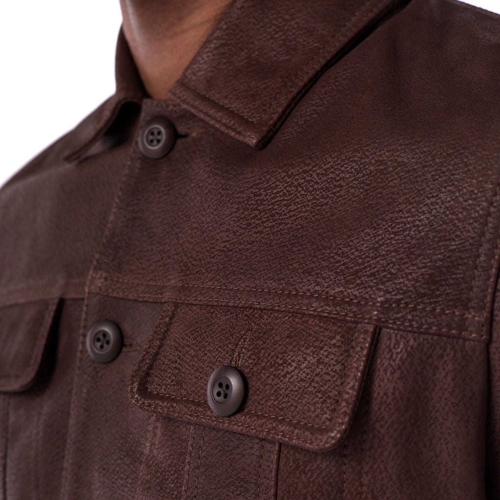 The Rugged Trucker Jacket – Lambskin Edition - brown - detail 1