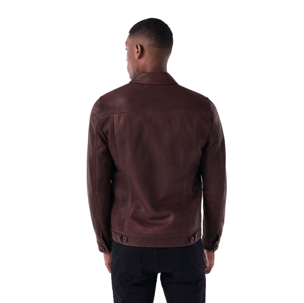 The Rugged Trucker Jacket – Lambskin Edition - brown - back