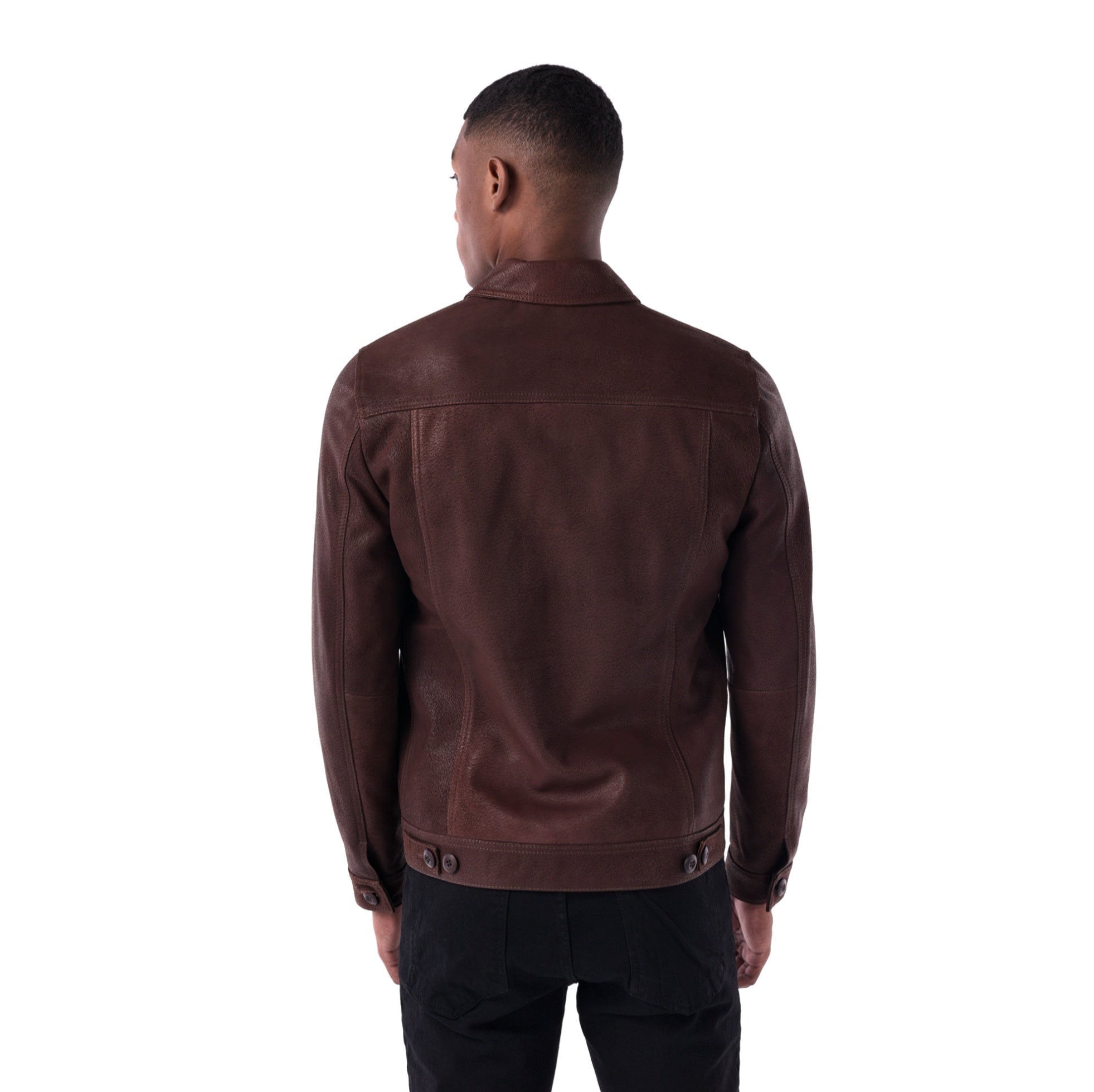The Rugged Trucker Jacket – Lambskin Edition - brown - back