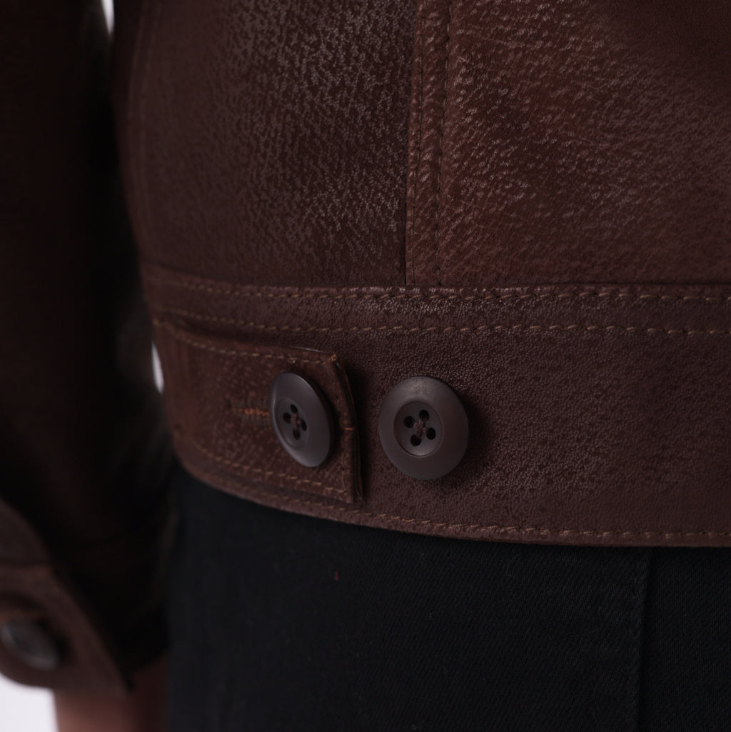 The Rugged Trucker Jacket – Lambskin Edition - brown - detail 3