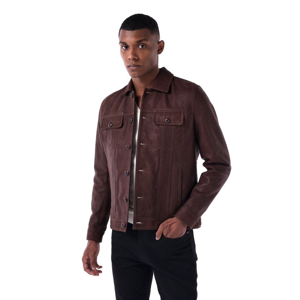 The Rugged Trucker Jacket – Lambskin Edition - brown - style