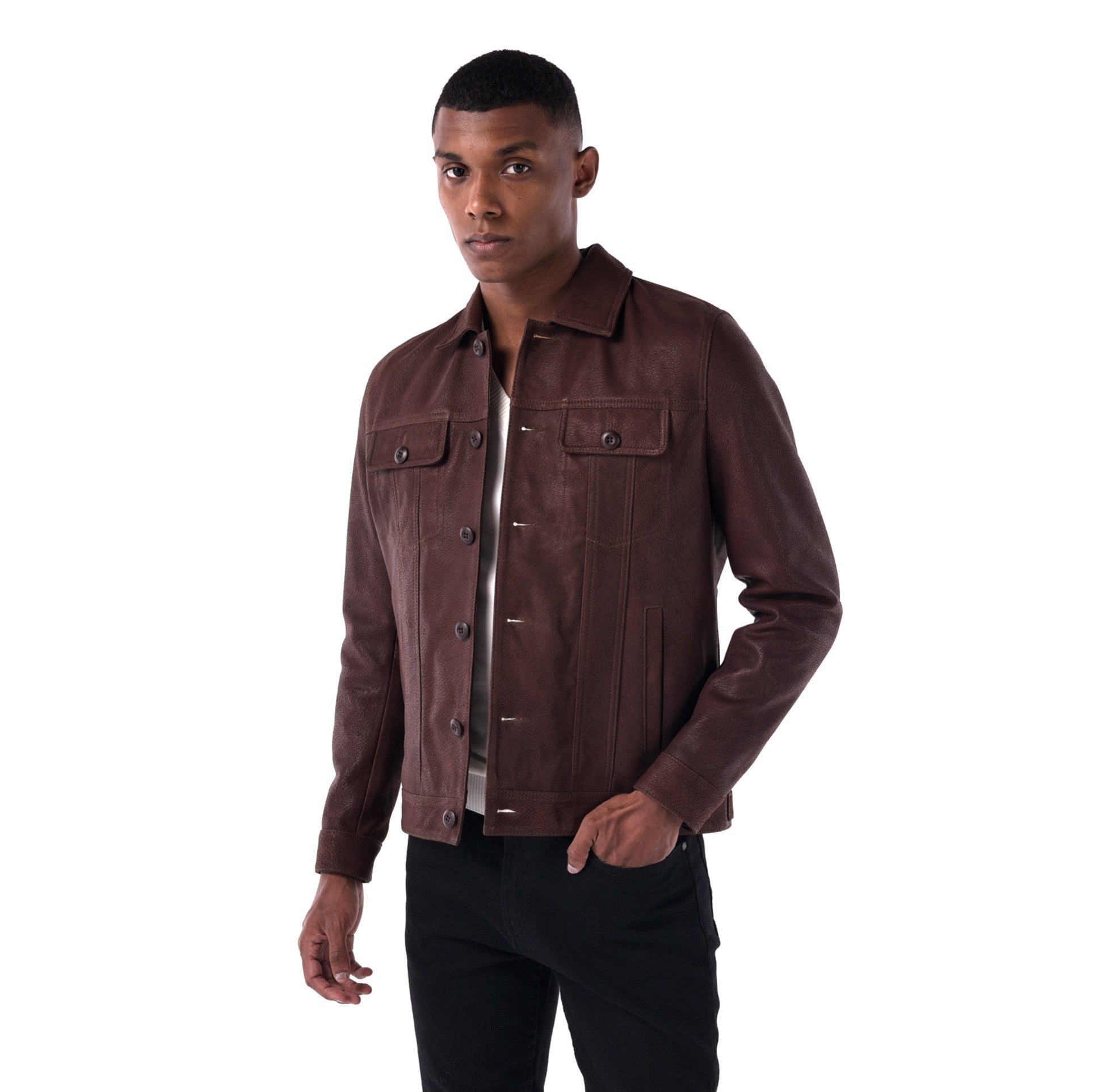 The Rugged Trucker Jacket – Lambskin Edition - brown - style