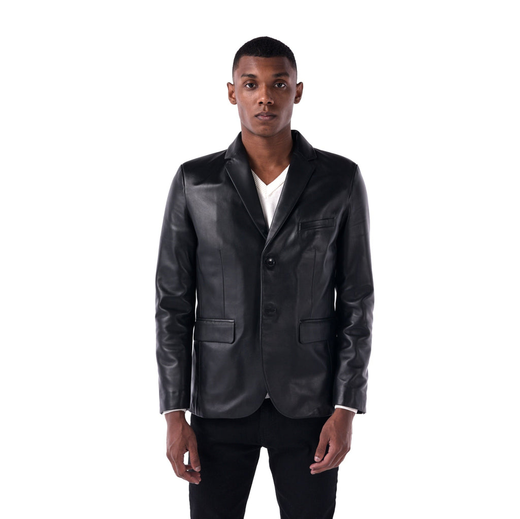 The Slim Leather Blazer - Lambskin Edition - Black - Main