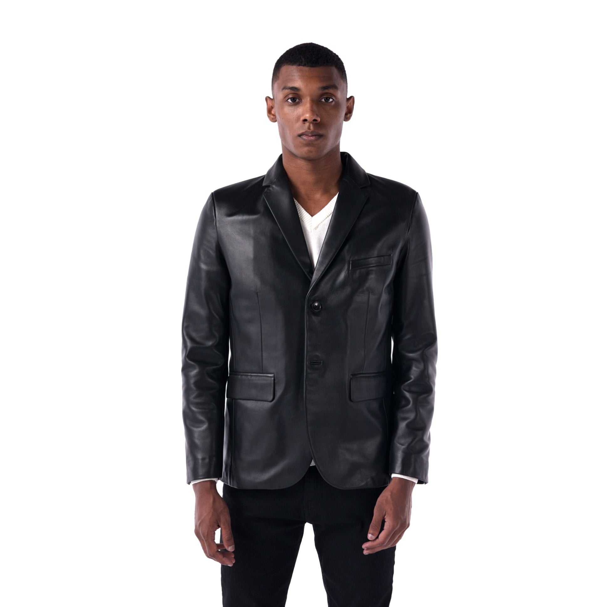 The Slim Leather Blazer - Lambskin Edition - Black - Main