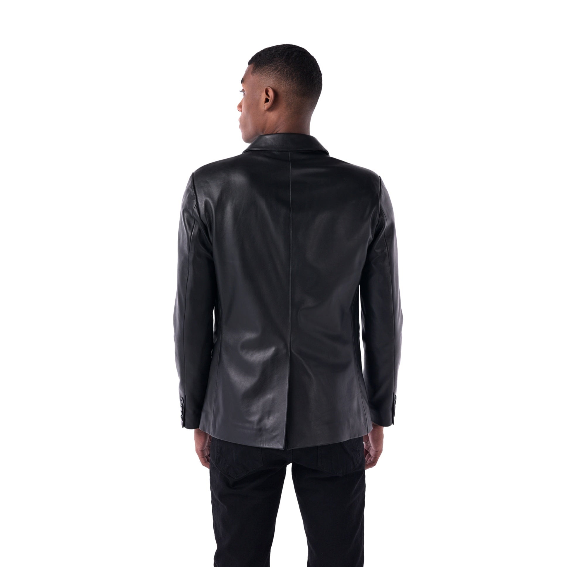 The Slim Leather Blazer - Lambskin Edition - Black - Back
