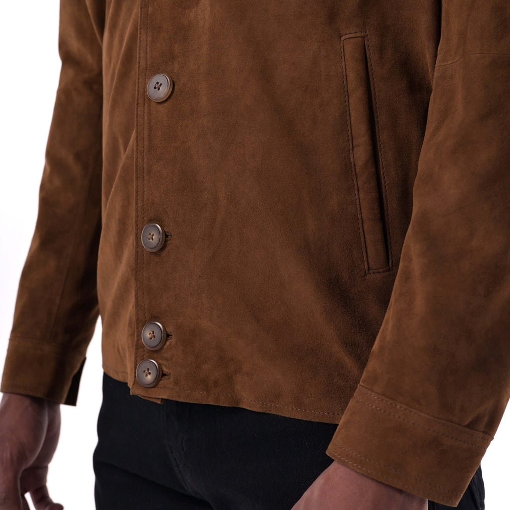Marrakesh Suede Jacket Tan close up