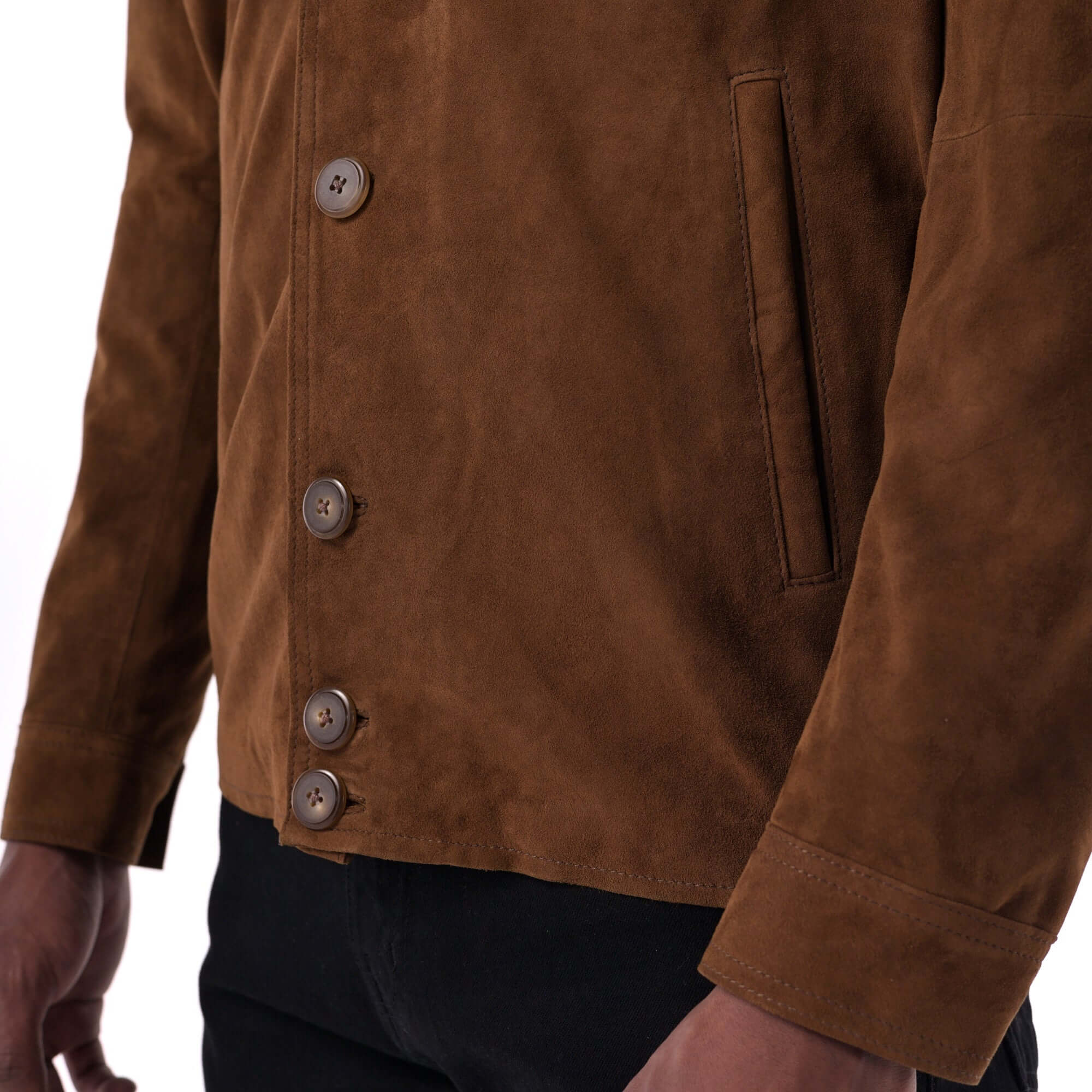 Marrakesh Suede Jacket Tan close up