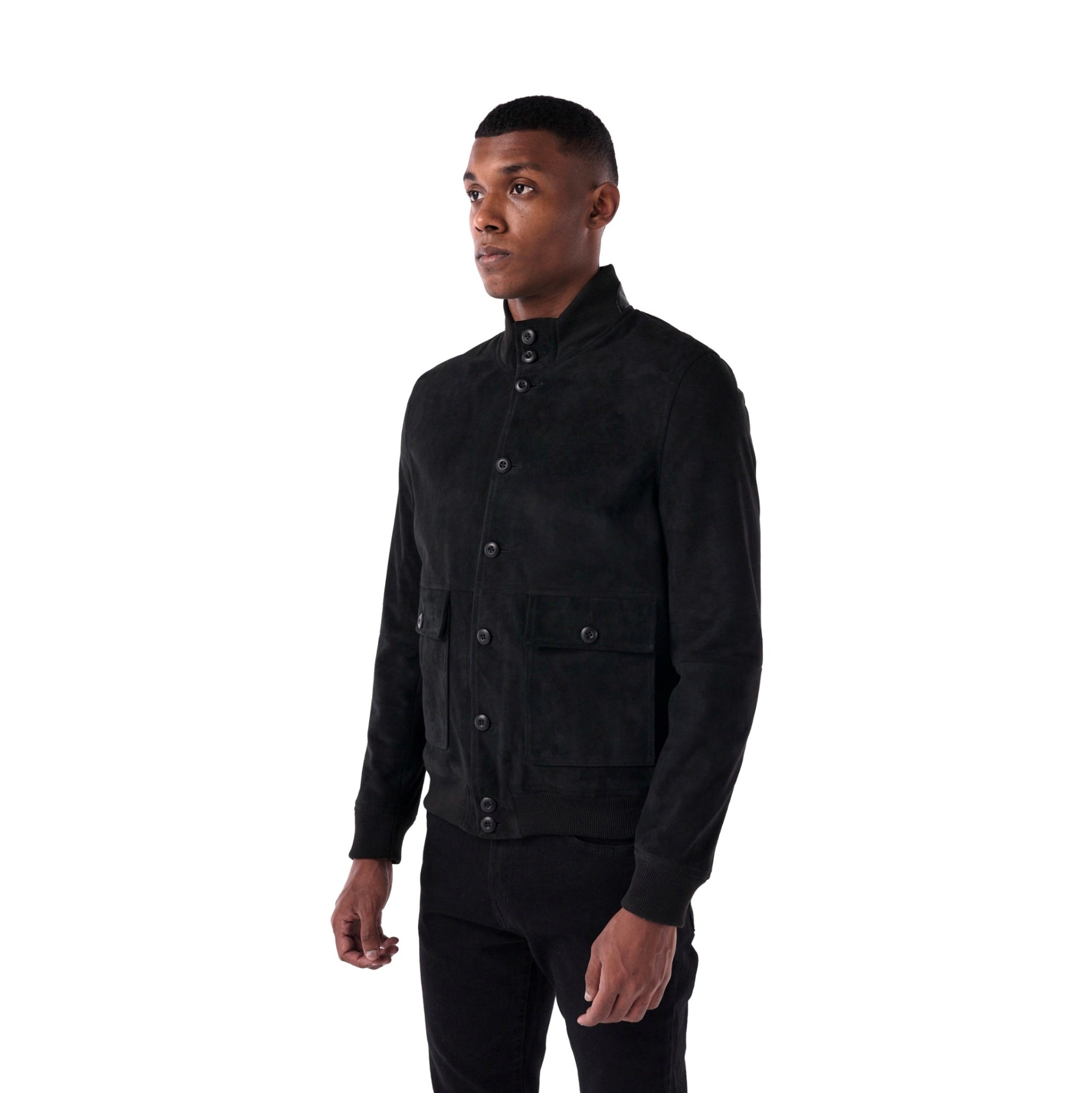 The Pilot Jacket - Goat Suede Edition - black - 3/4