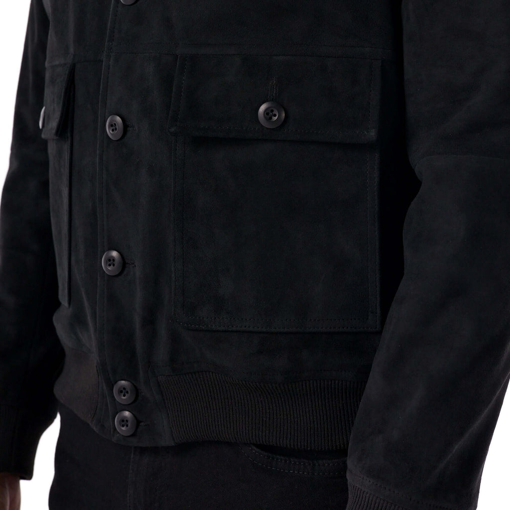 The Pilot Jacket - Goat Suede Edition - black - close up 2