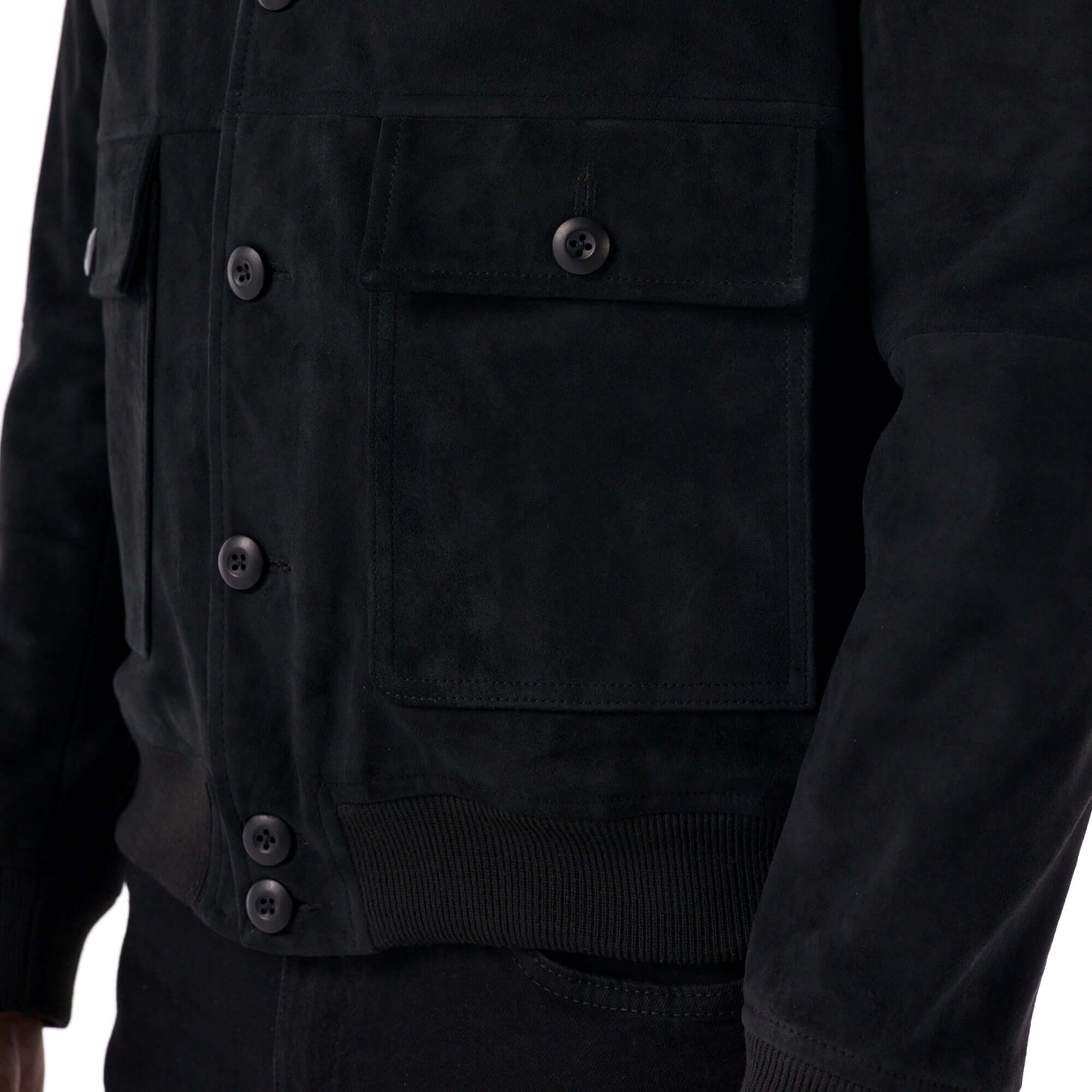 The Pilot Jacket - Goat Suede Edition - black - close up 2