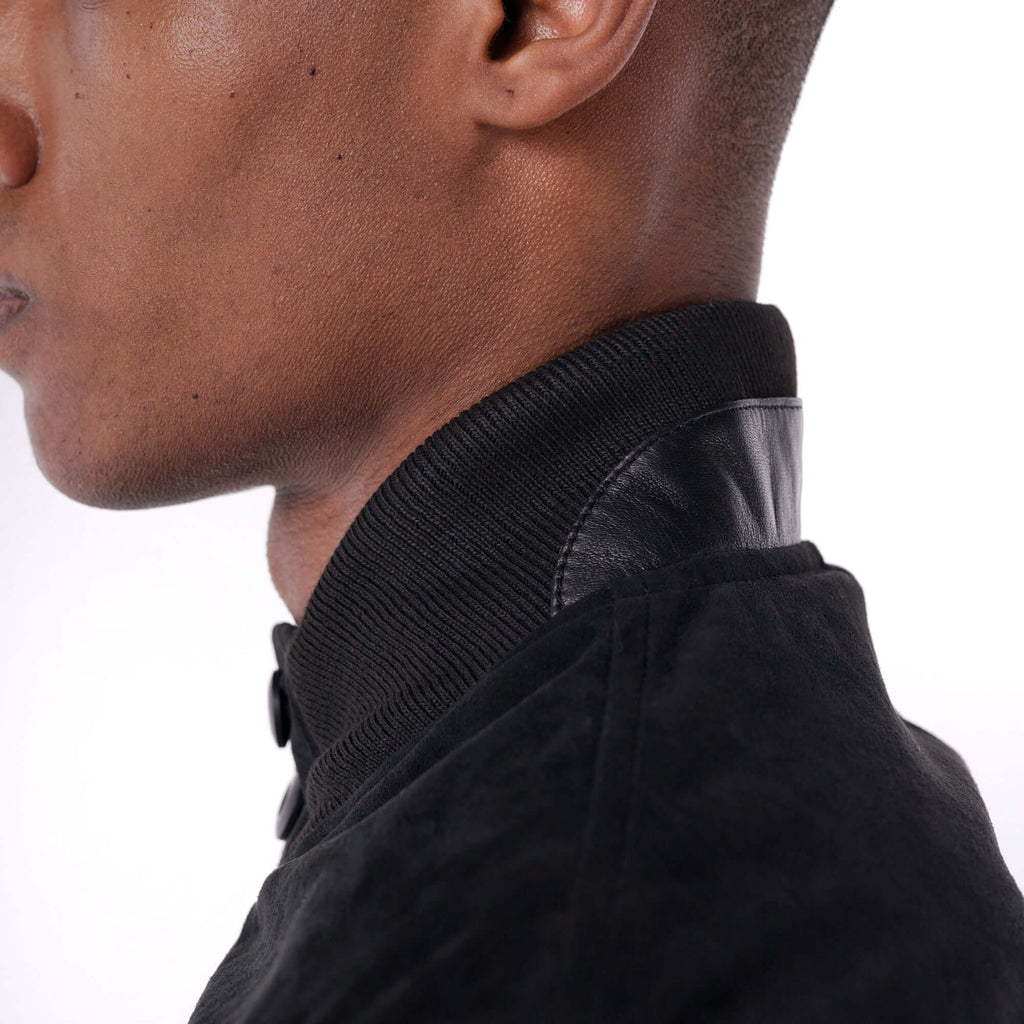 The Pilot Jacket - Goat Suede Edition - black - close up