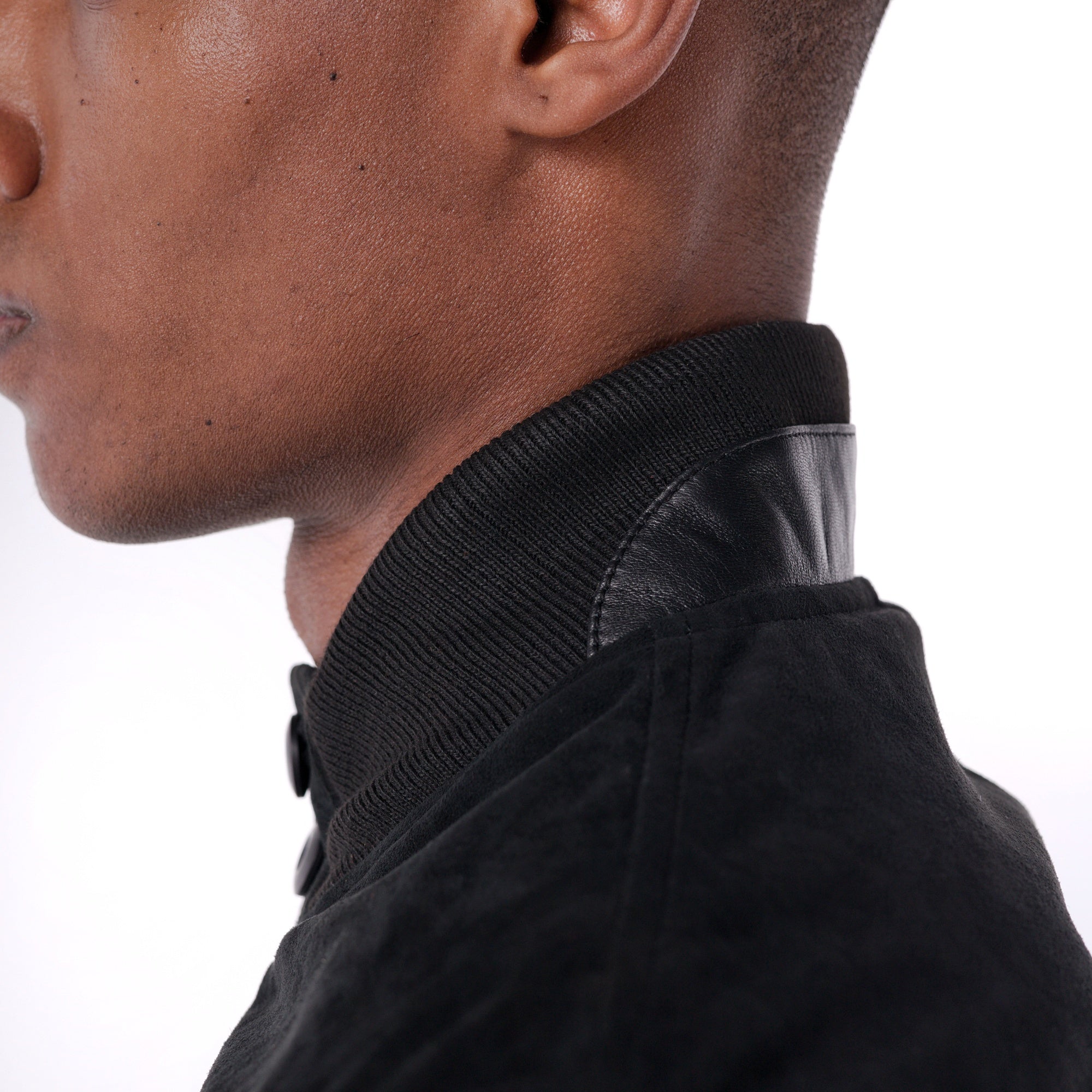 The Pilot Jacket - Goat Suede Edition - black - close up