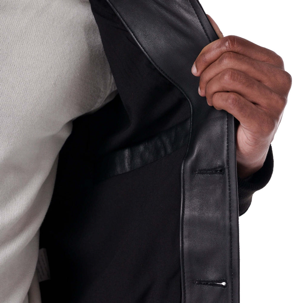 The Pilot Jacket - Goat Suede Edition - black - close up 3