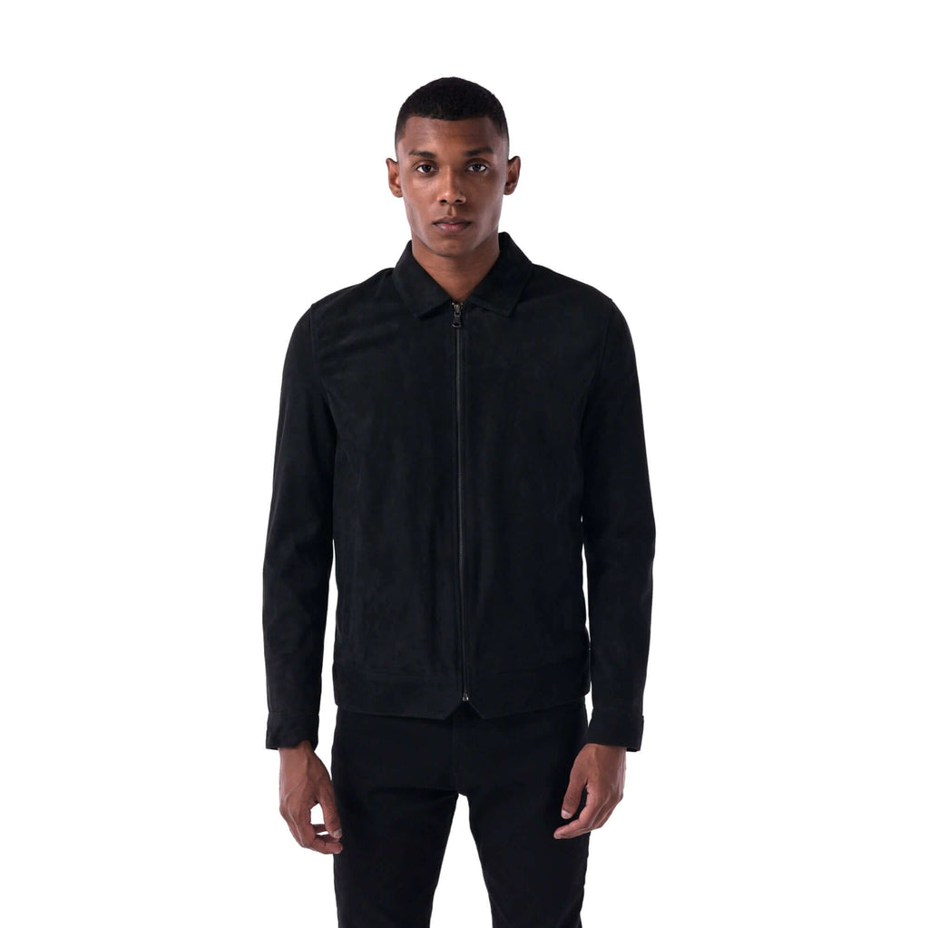 The Minimalist Collar Jacket - Suede Edition - Black - Main