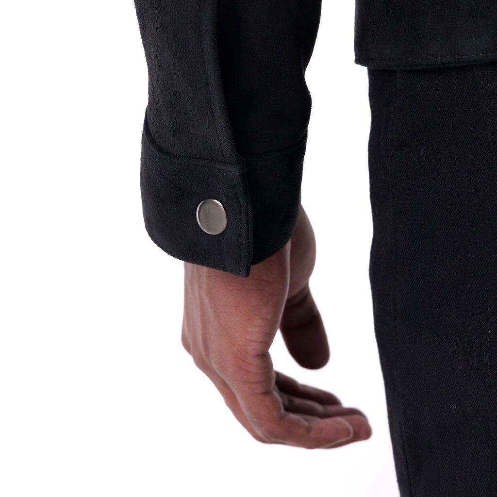 The Minimalist Collar Jacket in Goat Suede