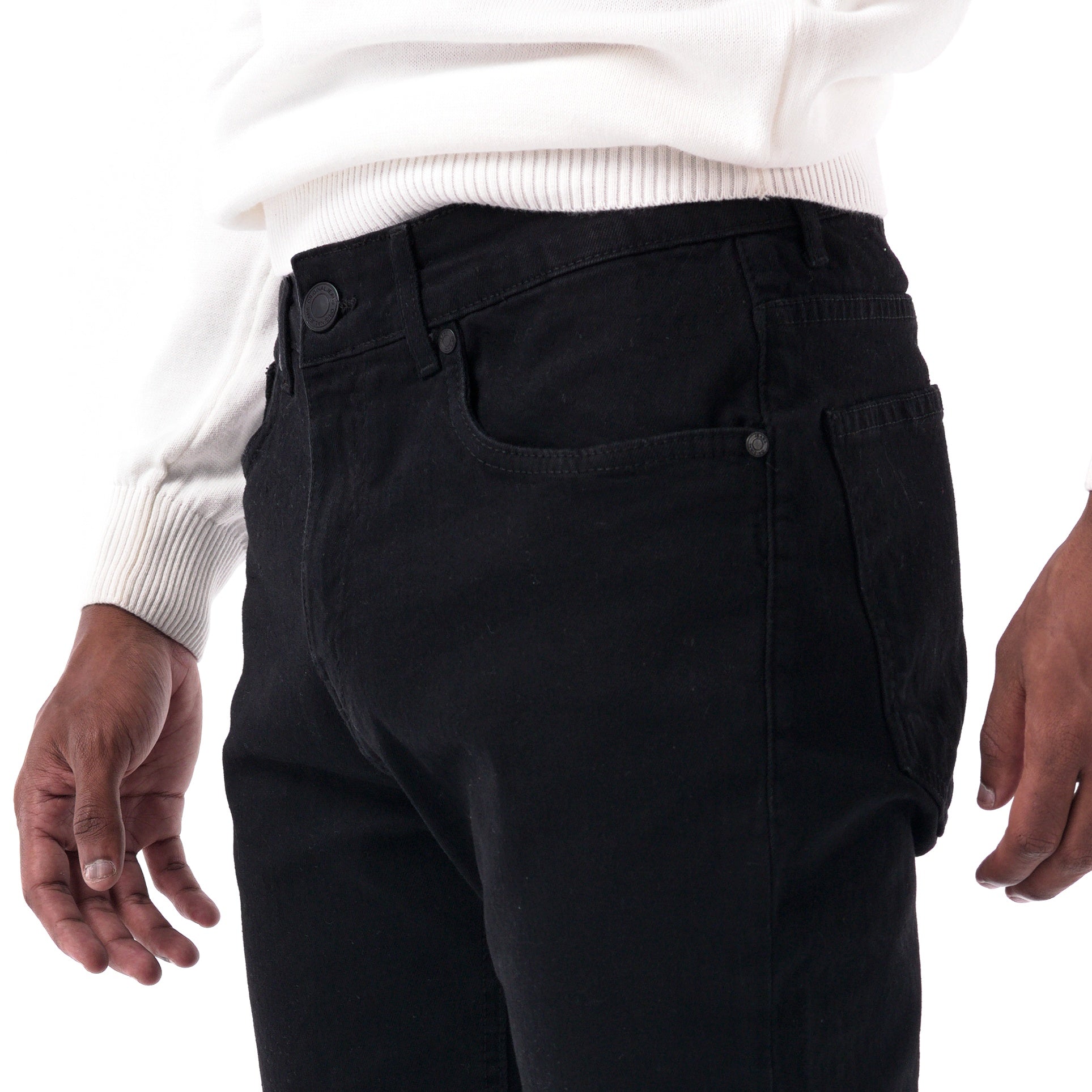 SOLID Black Slim Jeans detail