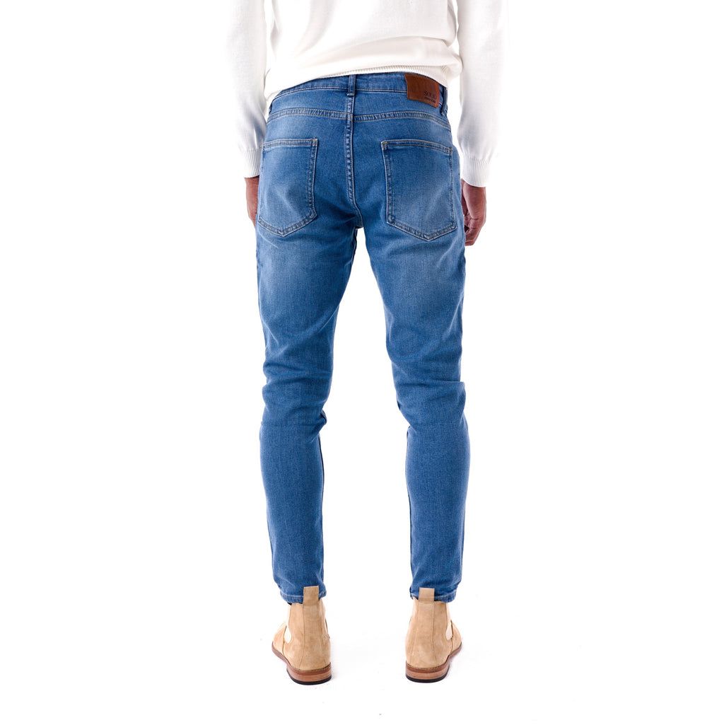 SOLID Mid Washed Skinny Jeans back