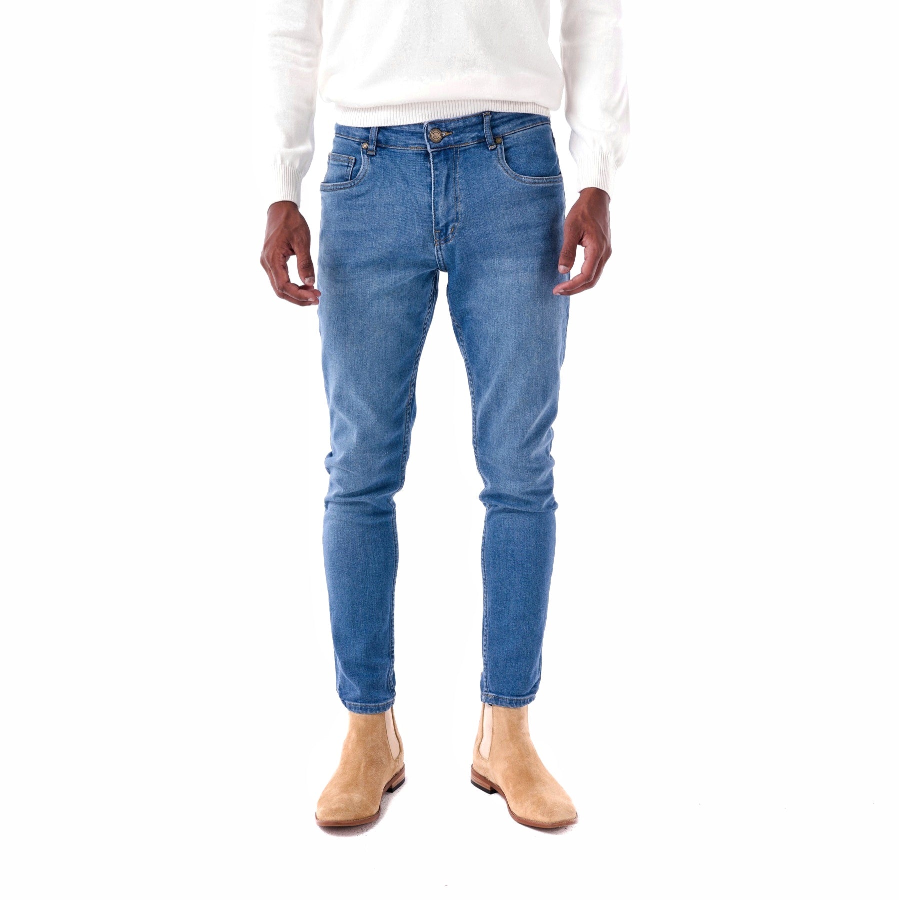 SOLID Mid Washed Skinny Jeans front