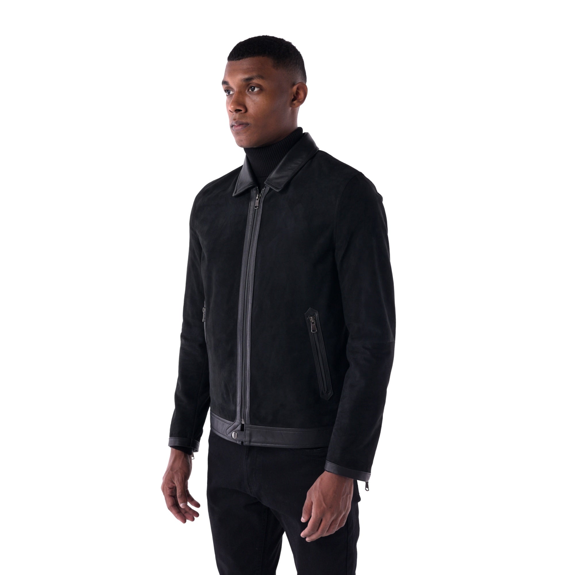 The Continental Jacket - Suede & Leather Edition - black - side