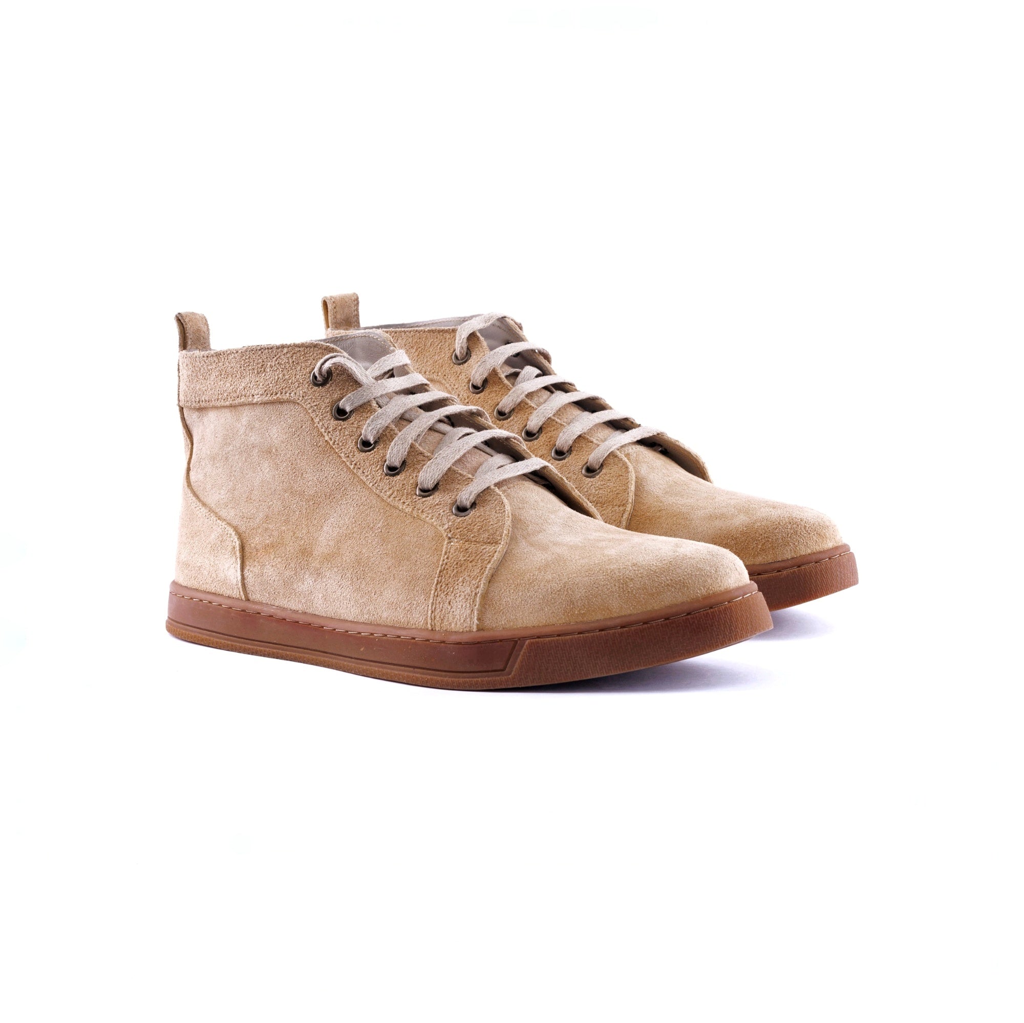 The Apex High-Top Suede Sneakers - beige - front