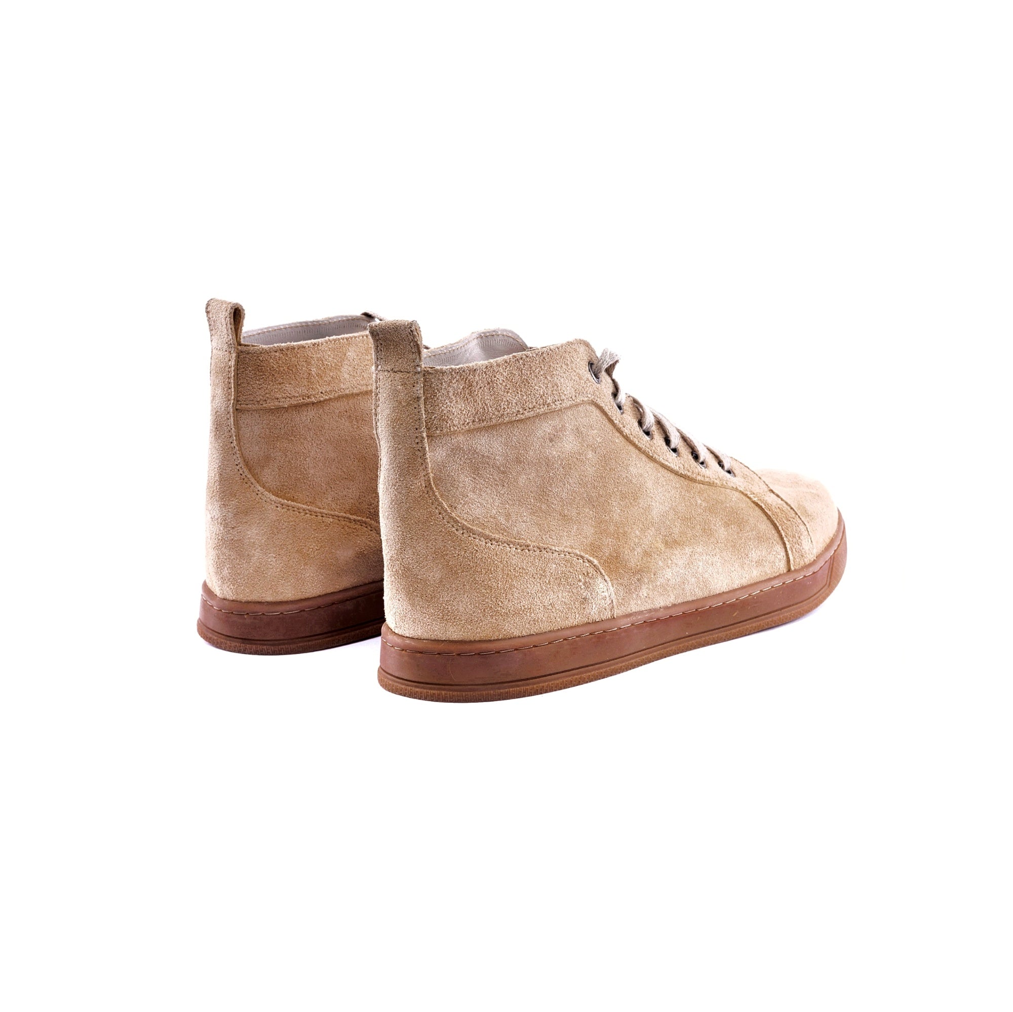 The Apex High-Top Suede Sneakers - beige - back