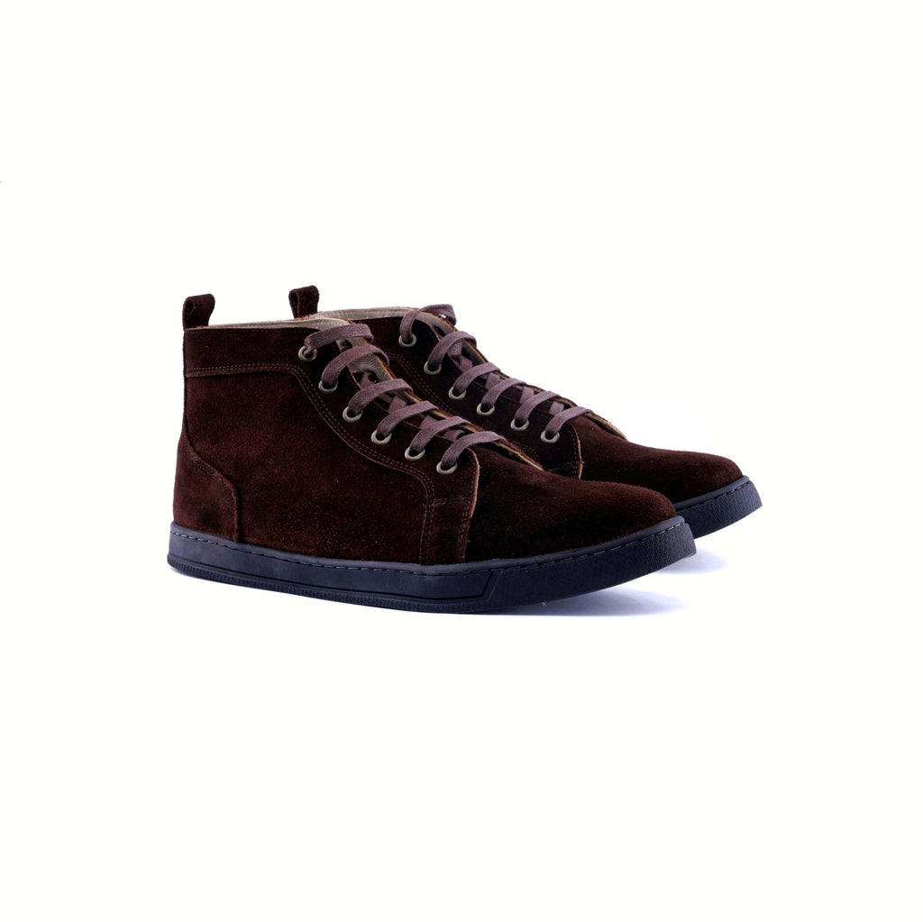 The Apex High-Top Suede Sneakers - brown - front