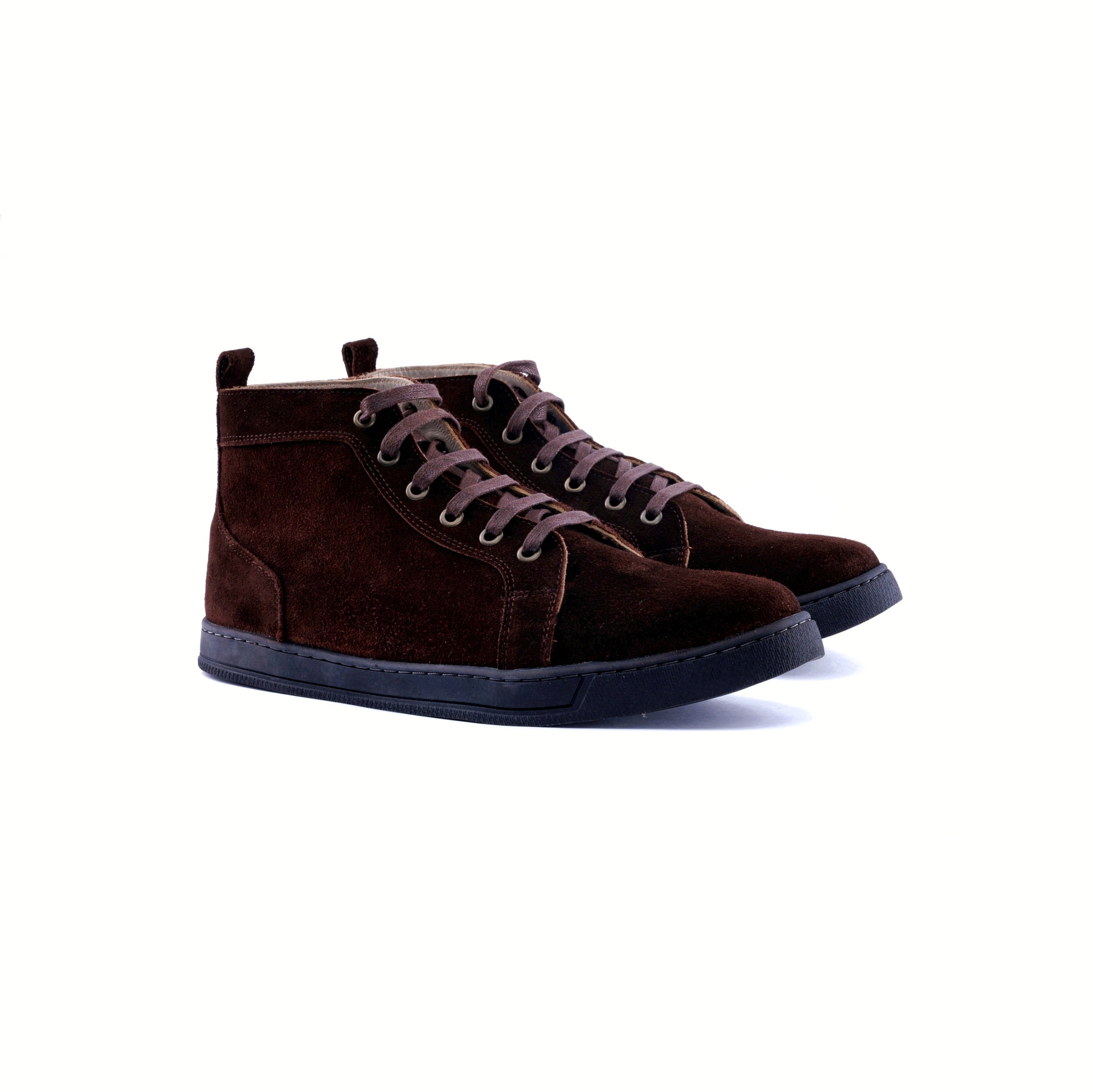The Apex High-Top Suede Sneakers - brown - front