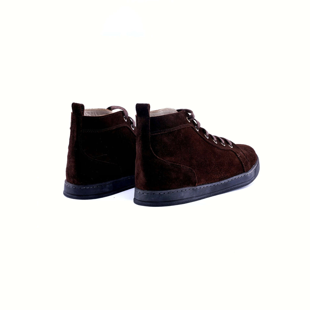 The Apex High-Top Suede Sneakers - brown - back