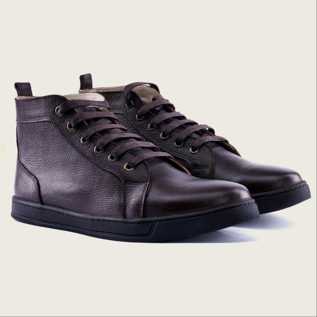 The Grained Leather High-Top Sneaker