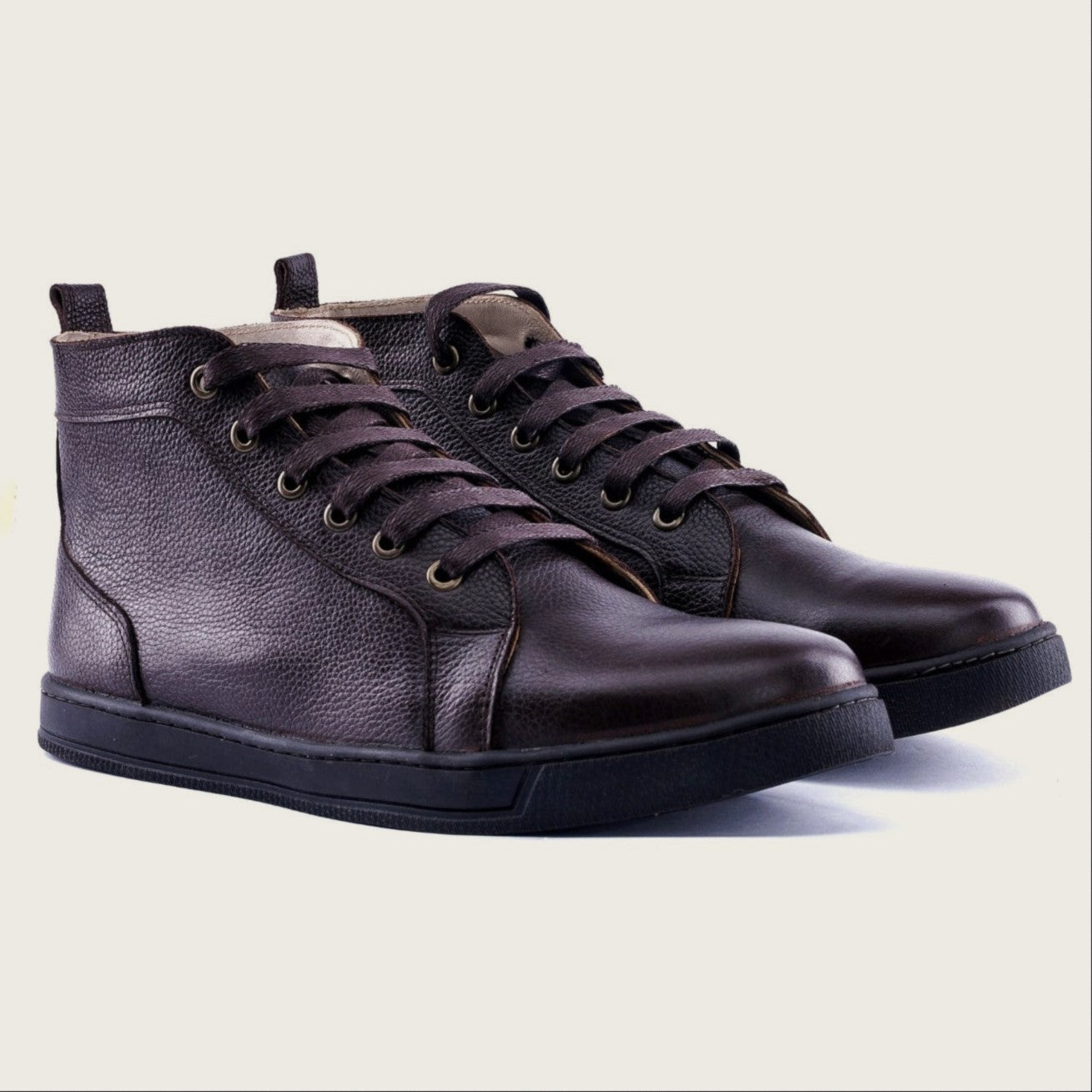 The Grained Leather High-Top Sneaker