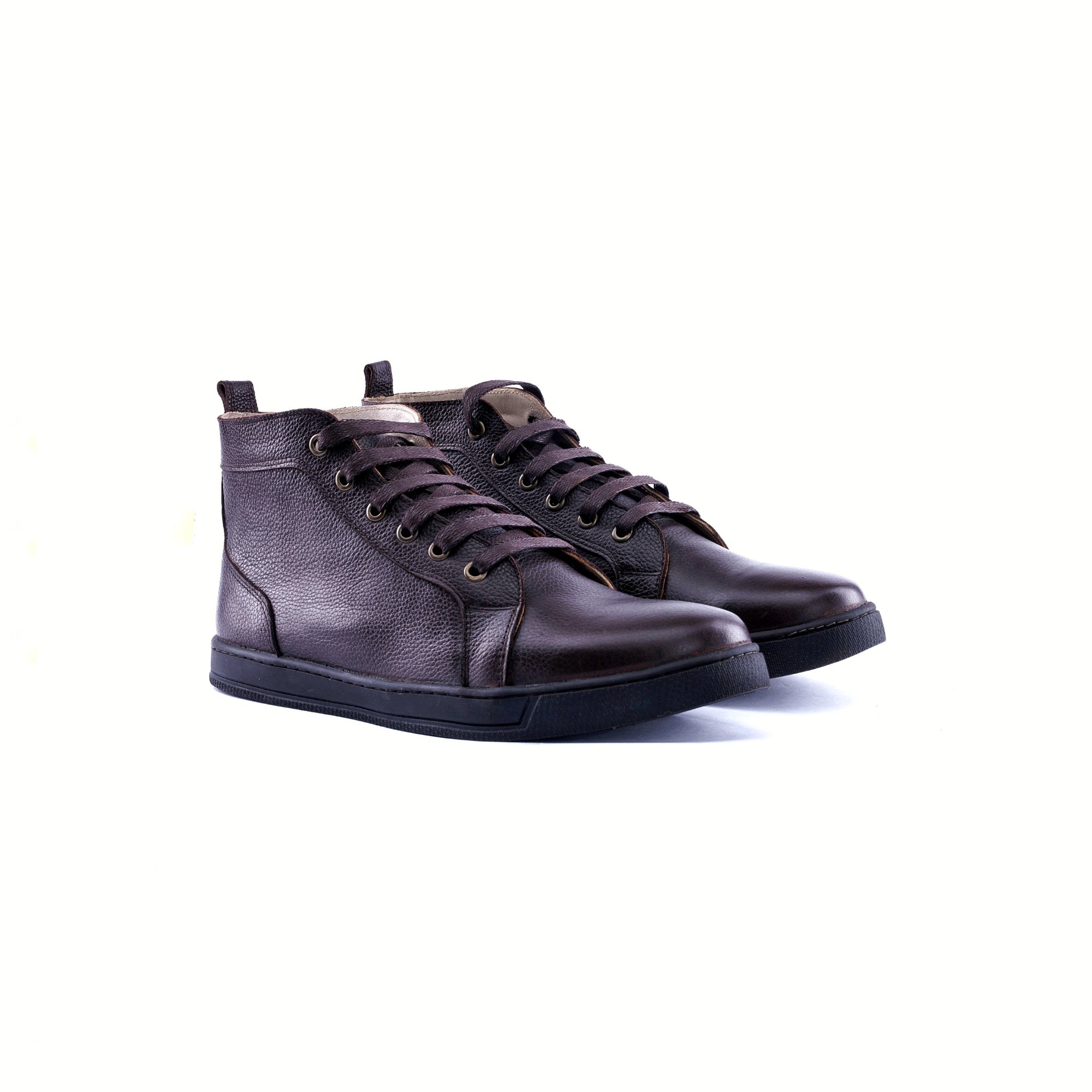 The Apex High-Top - Full-Grain Leather Sneakers - Brown - Front