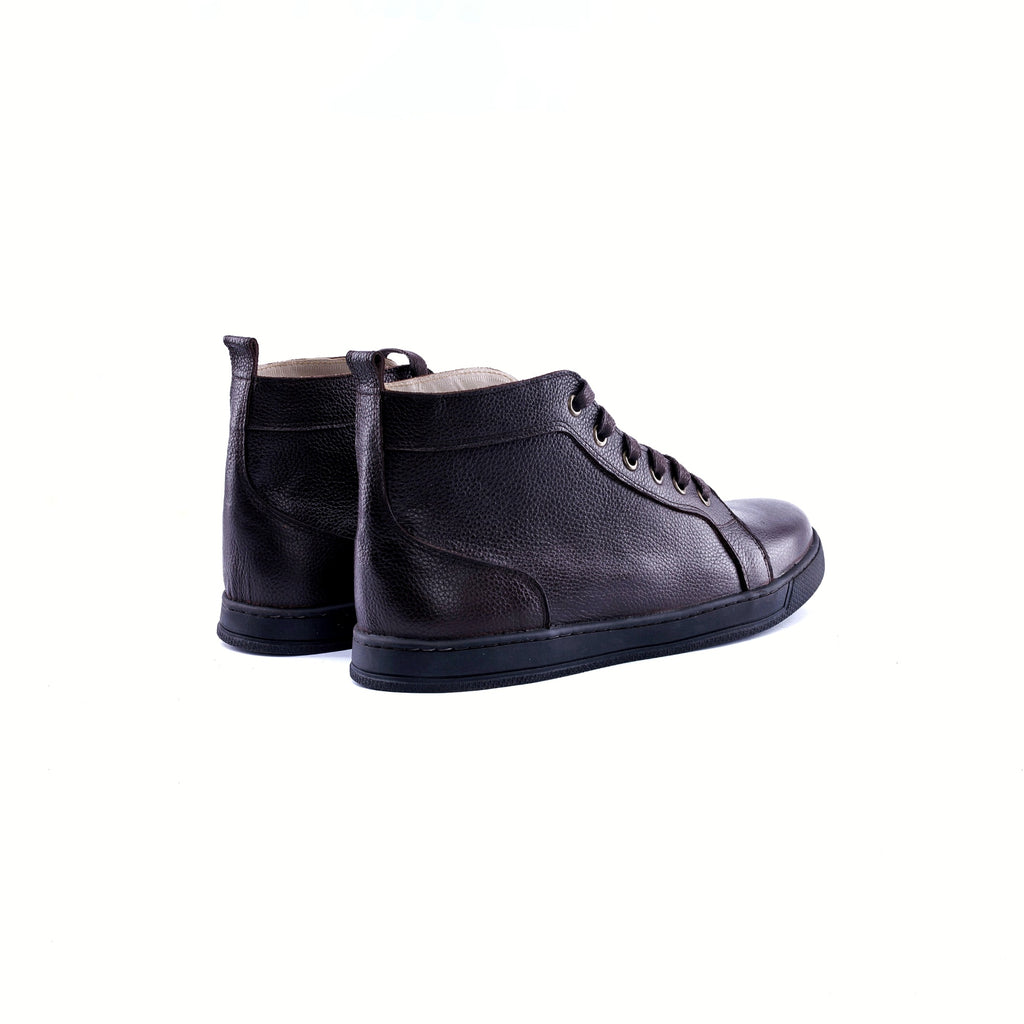 The Apex High-Top - Full-Grain Leather Sneakers - Brown - Back