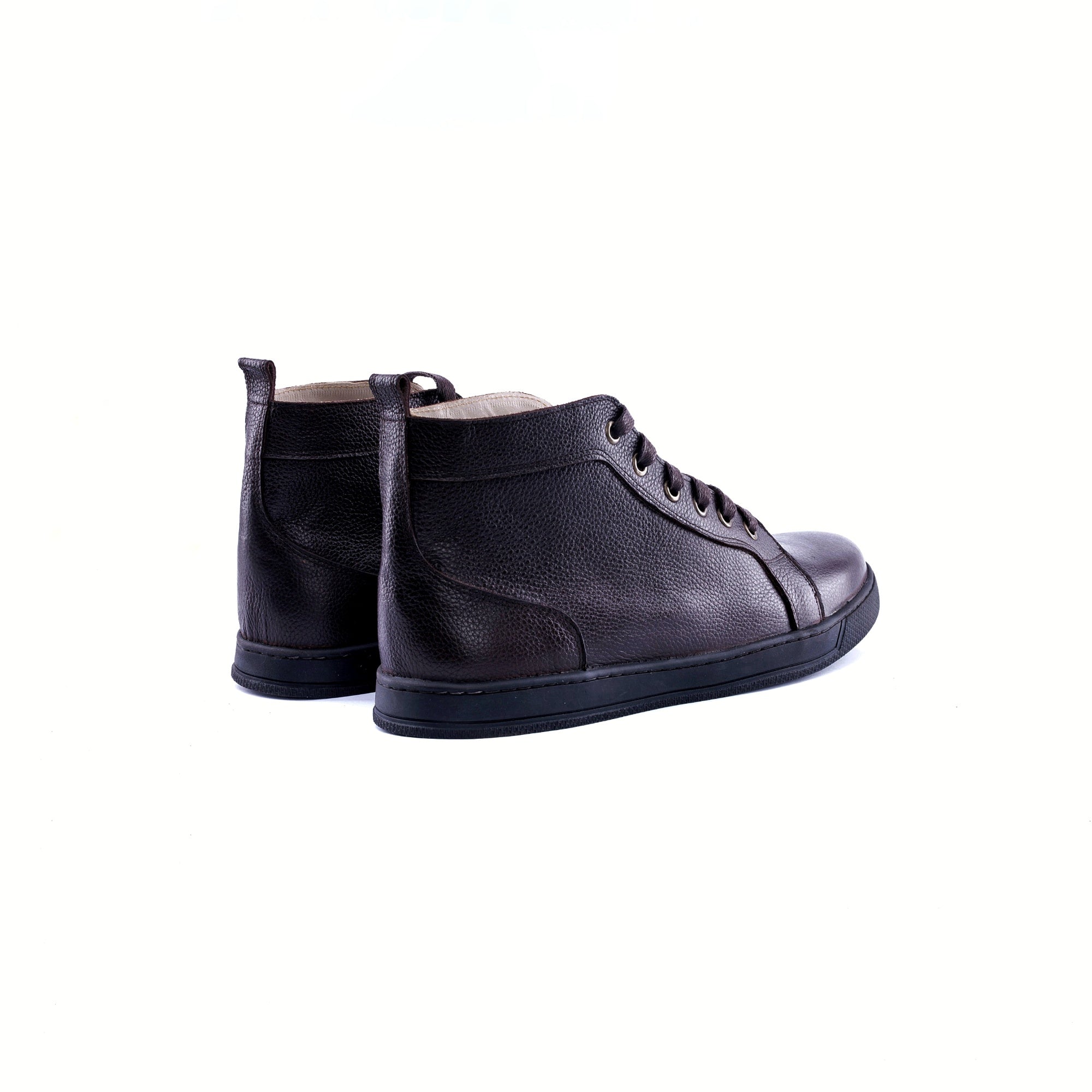 The Apex High-Top - Full-Grain Leather Sneakers - Brown - Back