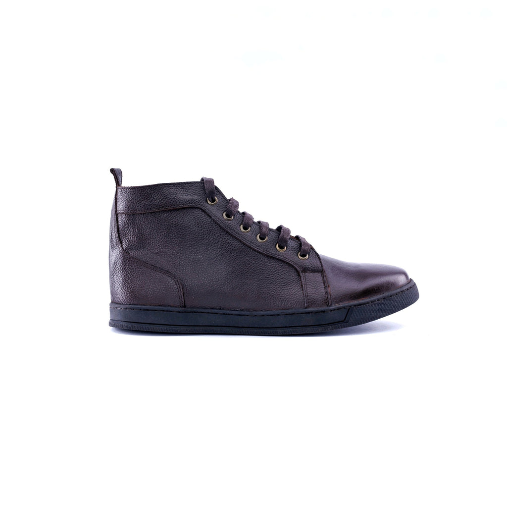 The Apex High-Top - Full-Grain Leather Sneakers - Brown - Side