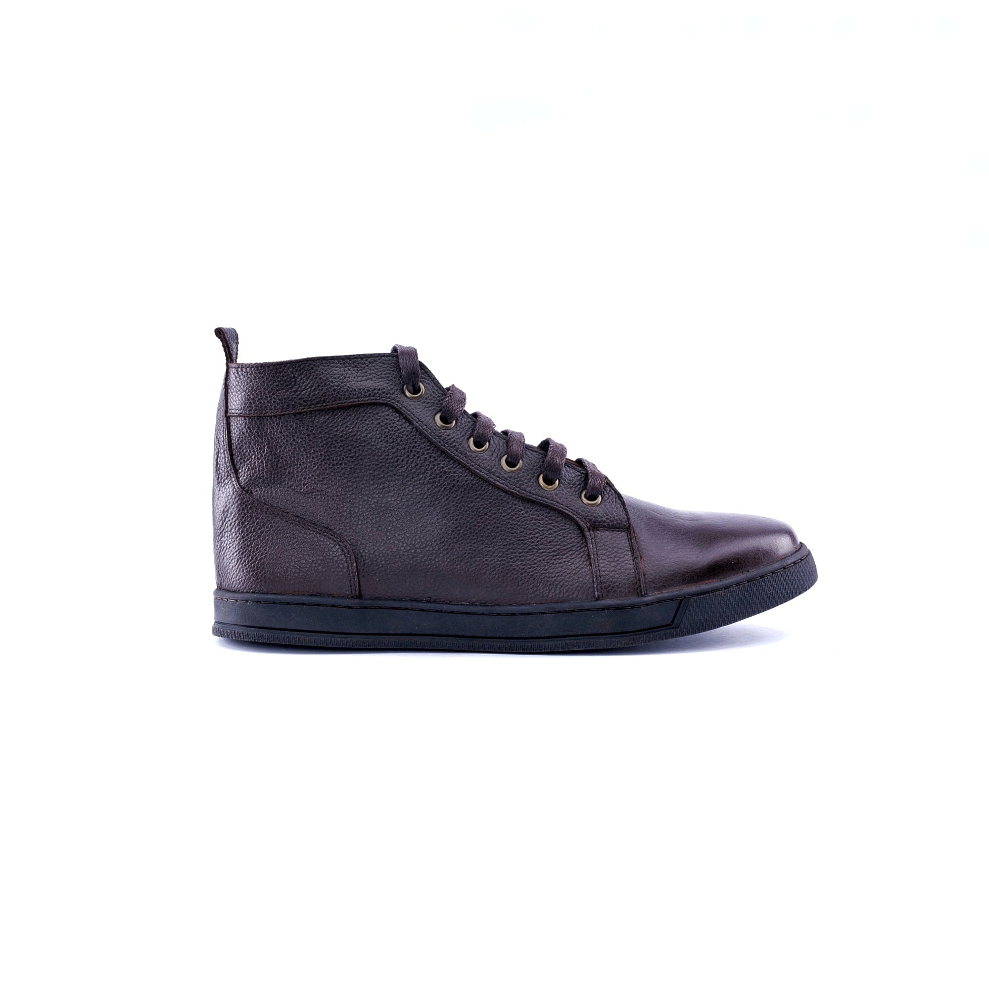 The Apex High-Top - Full-Grain Leather Sneakers - Brown - Side