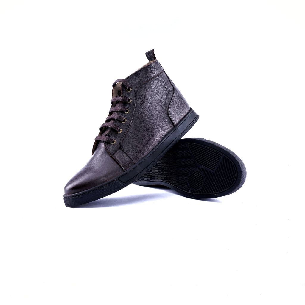 The Apex High-Top - Full-Grain Leather Sneakers - Brown - Sole