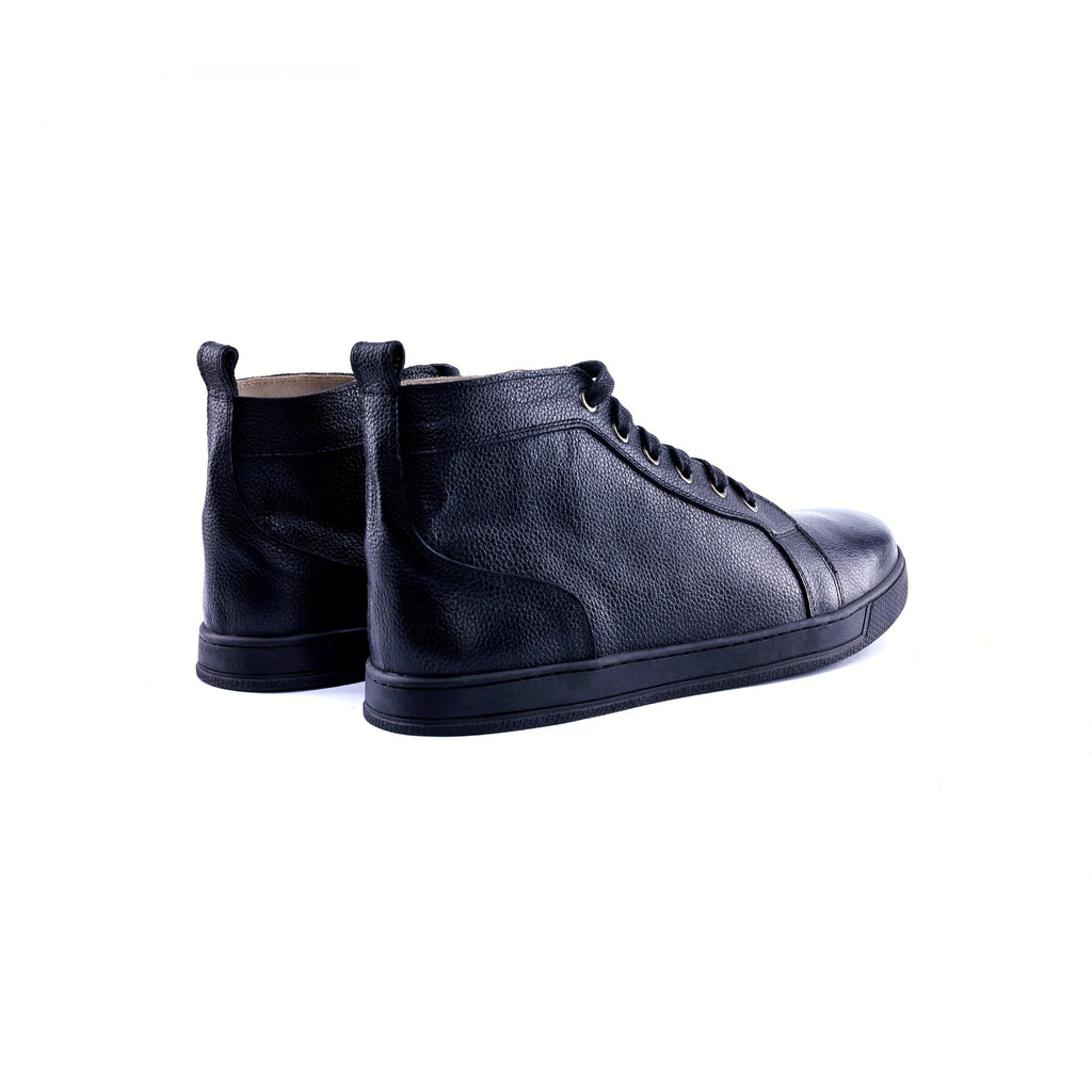 The Apex High-Top - Full-Grain Leather Sneakers - Black - Back
