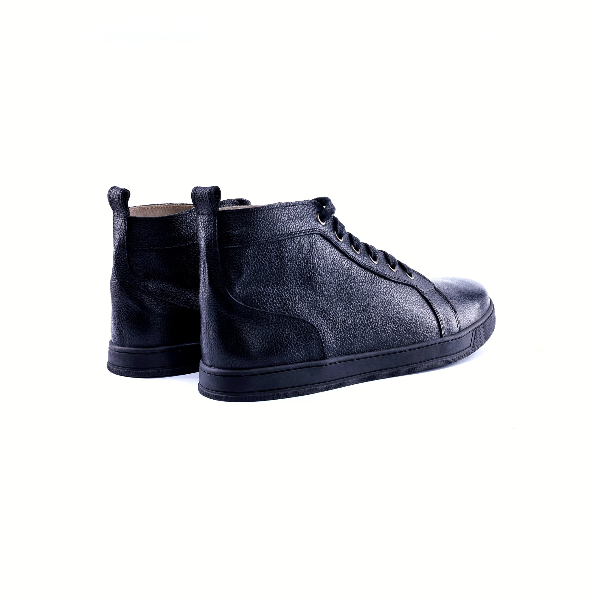 The Apex High-Top - Full-Grain Leather Sneakers - Black - Back