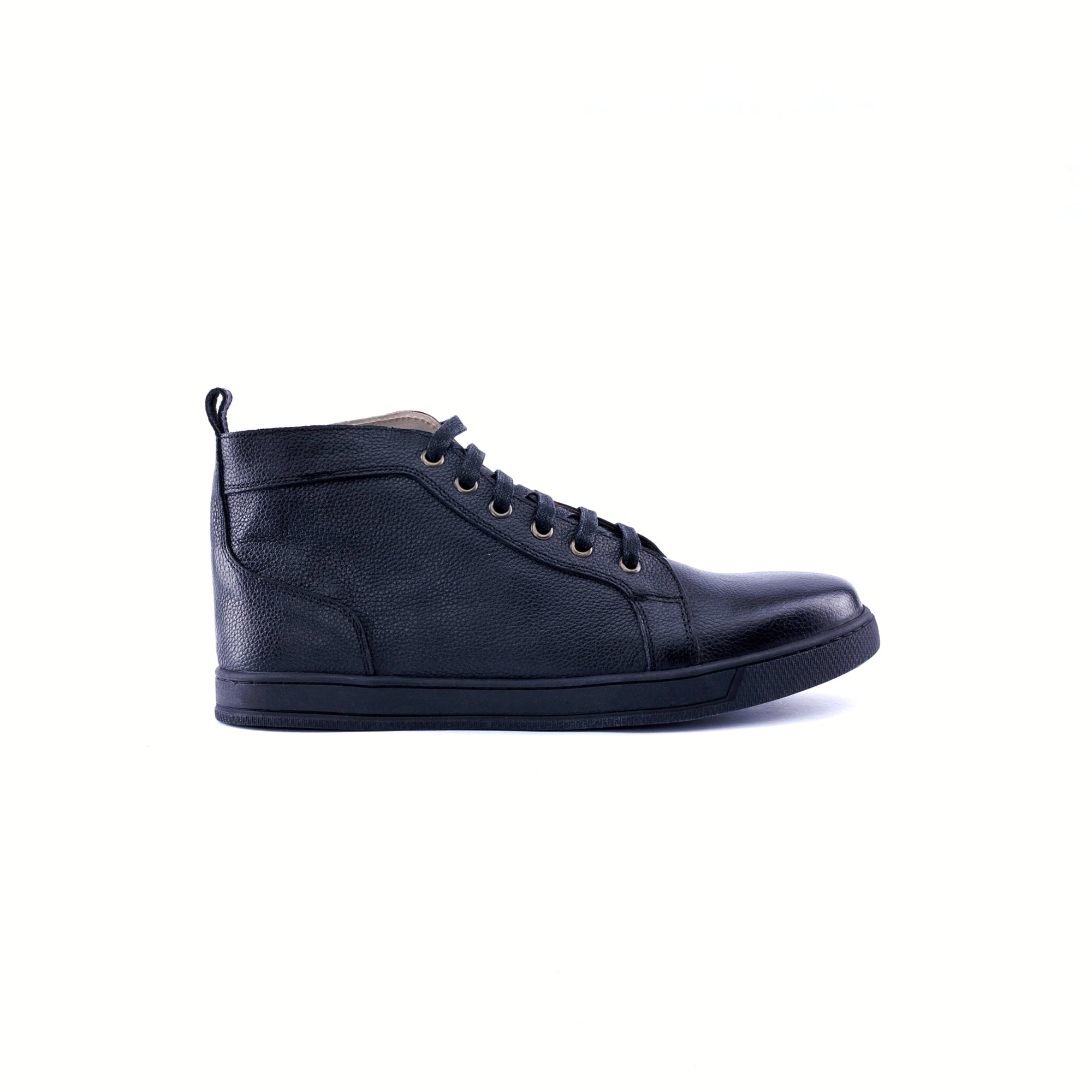 The Apex High-Top - Full-Grain Leather Sneakers - Black - Side