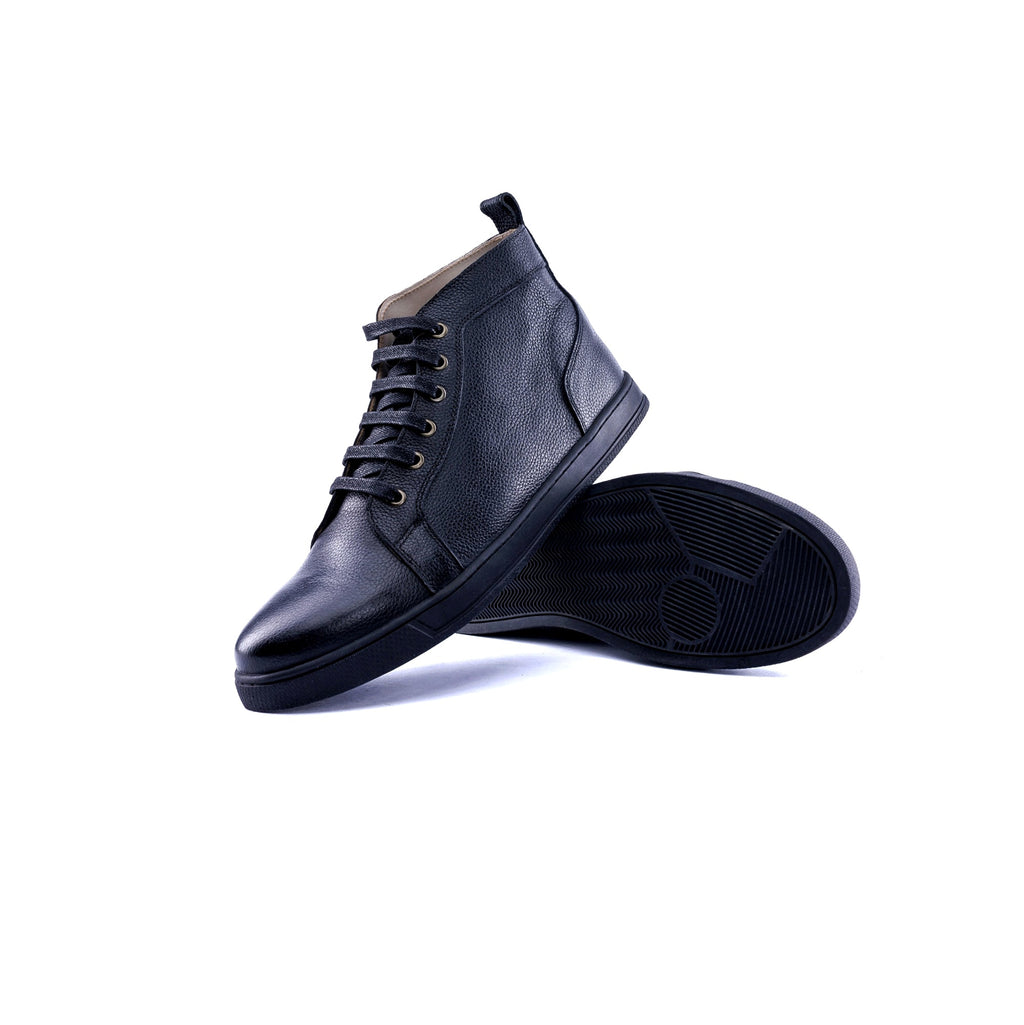 The Apex High-Top - Full-Grain Leather Sneakers - Black - Sole