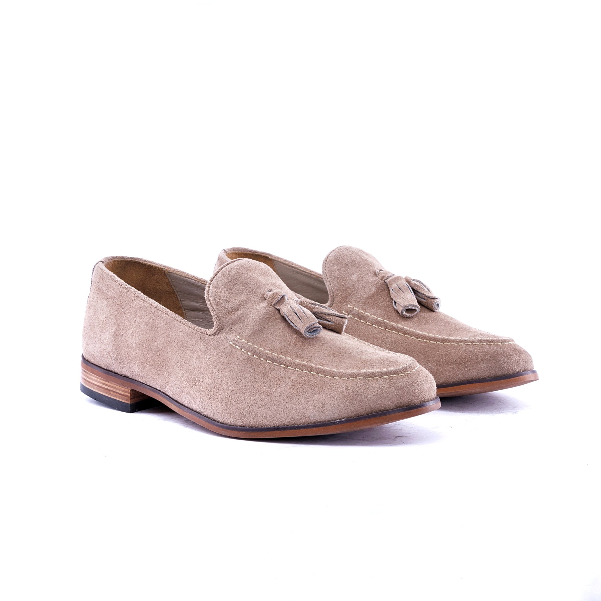 The Calf Suede Tassel Loafer - Desert Sand front