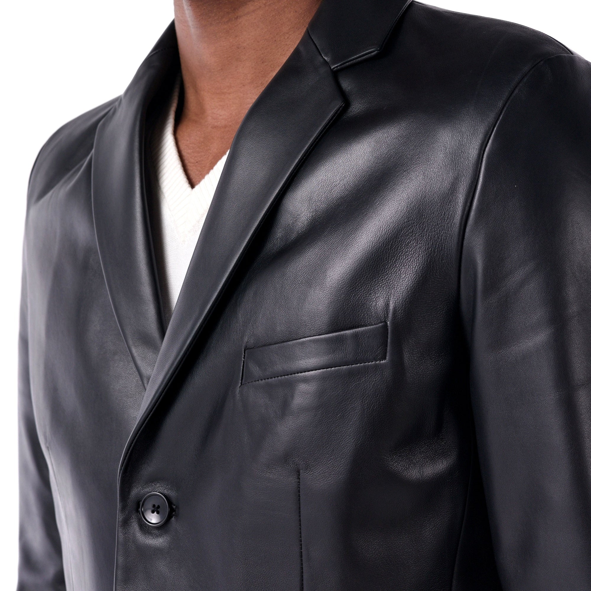 The Slim Leather Blazer - Lambskin Edition - Black - Detail 1