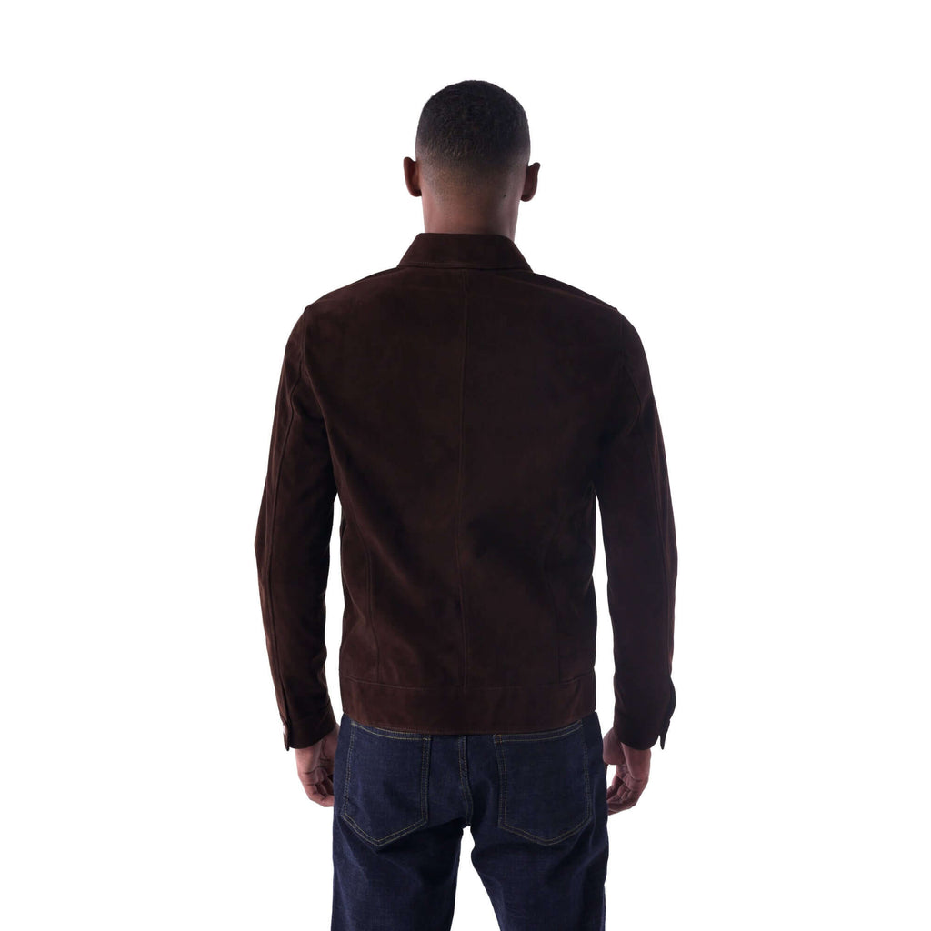 The Minimalist Collar Jacket - Suede Edition - Brown - Back
