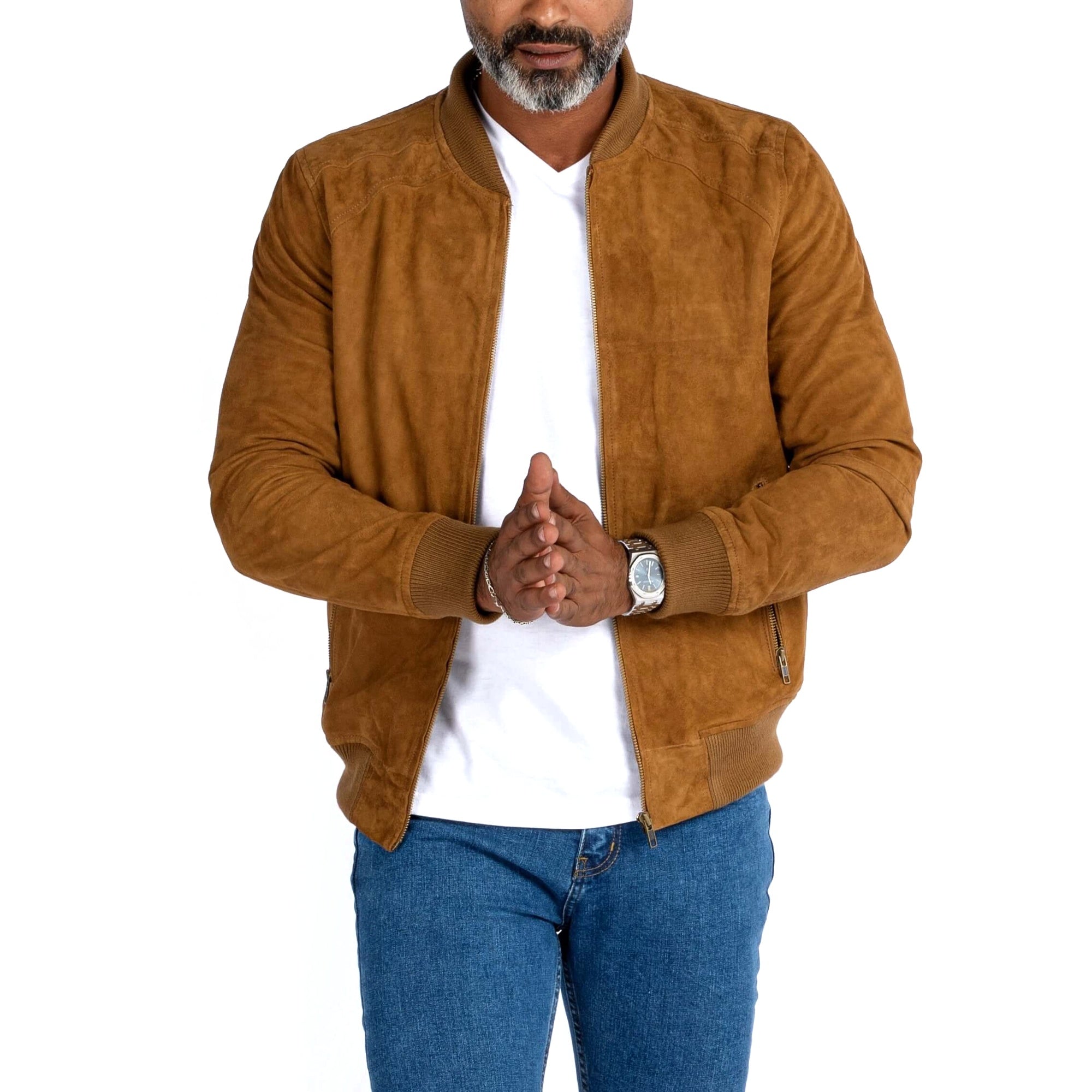 The Avenue – Goat Suede Zip Bomber Jacket