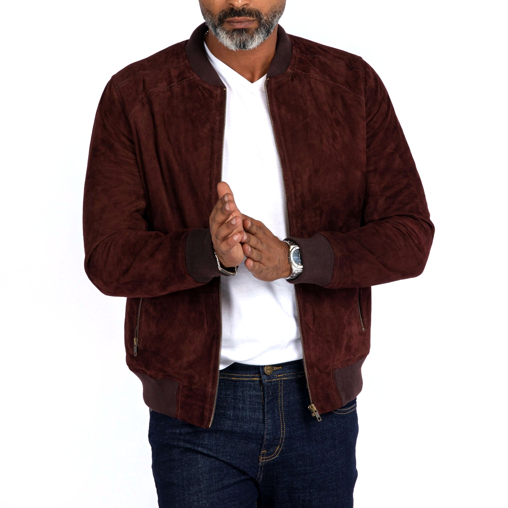 The Avenue – Goat Suede Zip Bomber Jacket