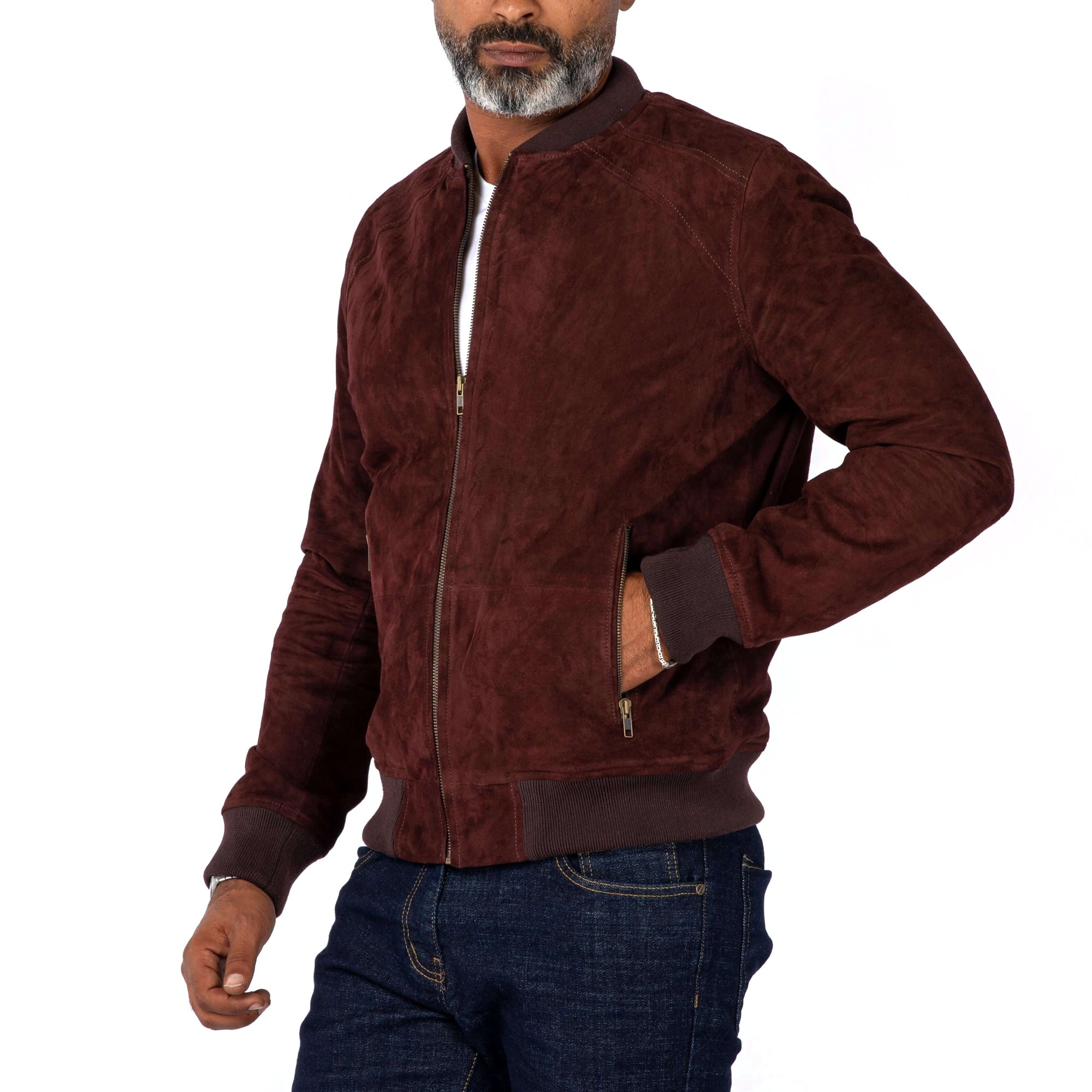 The Avenue – Goat Suede Zip Bomber Jacket