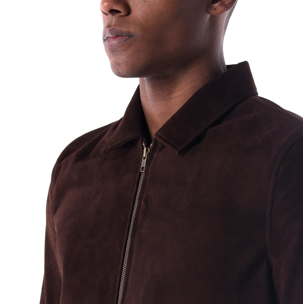 The Minimalist Collar Jacket - Suede Edition - Brown - Focus 1